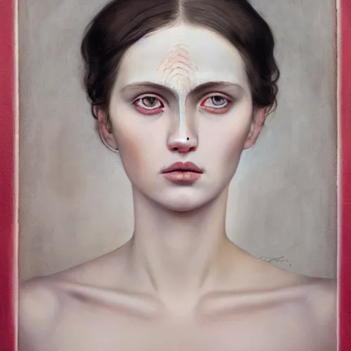 Prompt: portrait of beautiful girl with a pretty scar on her face by tom bagshaw, hilma af klint and emma kunz Zentrum