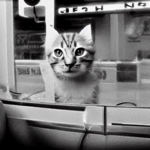 Image similar to gas station cctv footage of cat in a tank