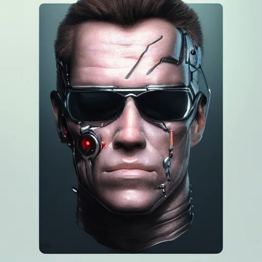 Image similar to portrait of terminator, circuit board background, soft light, 4 k, very detailed, artstation