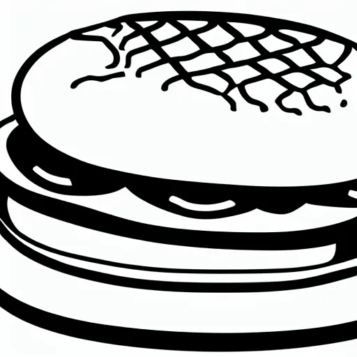 Prompt: hamburger, black and white, adobe illustrator art