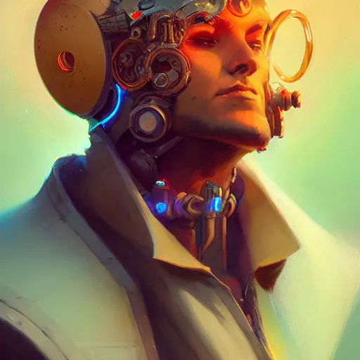 Image similar to a portrait of a handsome cybernetic gypsy, cyberpunk concept art by pete mohrbacher and wlop and artgerm and josan gonzales, digital art, highly detailed, intricate, sci-fi, sharp focus, Trending on Artstation HQ, deviantart, unreal engine 5, 4K UHD image