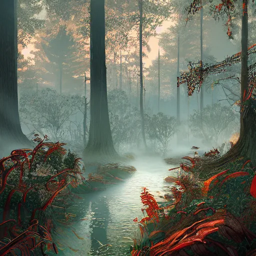 Prompt: forest in the morning light, hyper detailed digiital illustration, trending on artstation