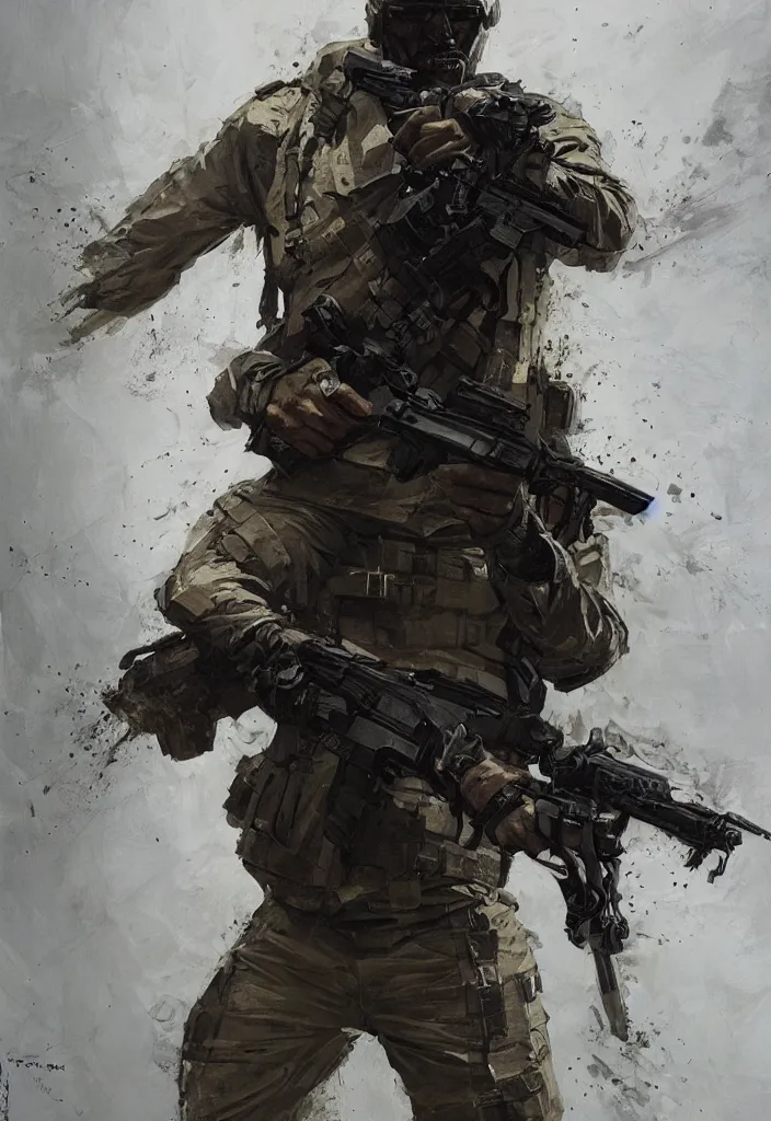 Prompt: Private Military Operative holding combat knife in combat stance by Greg Rutkowski hyper detailed modern European ink painting, a masterpiece, symmetry, by Johnson Ting, Steven Blomkamp, Daniel Hahn