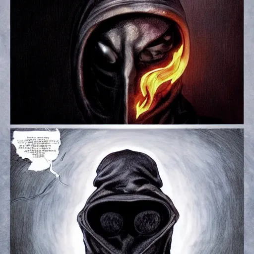 Image similar to ghost rider as a plague doctor with the plague doctor mask half burnt off showing his face, beautiful artwork by artgerm and rutkowski, by akira toriyama, breathtaking, beautifully lit, dramatic lighting, full view