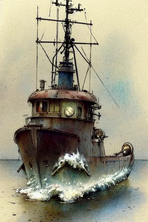 Image similar to (((((1950s tugboat . muted colors.))))) by Jean-Baptiste Monge !!!!!!!!!!!!!!!!!!!!!!!!!!!