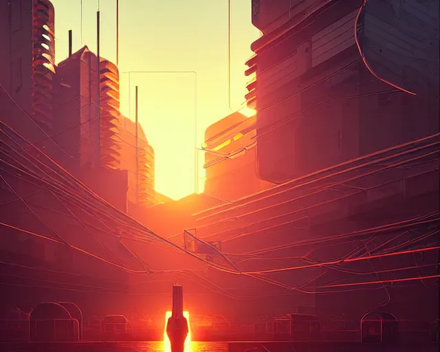 Prompt: beautiful painting of a cyberpunk marseilles inspired by phillipe stark, art by mike winkelmann, golden hour, illustration, highly detailed, simple, smooth and clean vector curves, no jagged lines, vector art, smooth, artstation