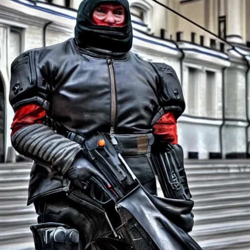 Prompt: Russian terminator in Moscow