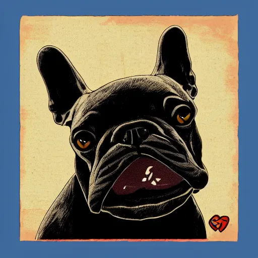Prompt: punk french bulldog character portrait : : in the style of jamie hewlett