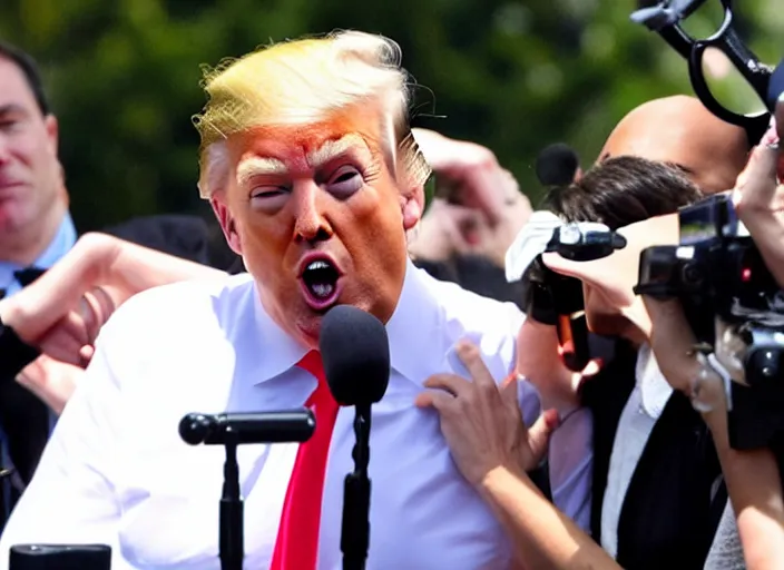 Prompt: paparazzi photograph of donald trump being publicly humiliated, 8 k