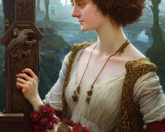 Image similar to photography of eleanor fortescue - brickdale, deep focus, d & d, fantasy, intricate, elegant, highly detailed, digital painting, artstation, concept art, matte, sharp focus, illustration, hearthstone, art by artgerm and greg rutkowski and alphonse mucha