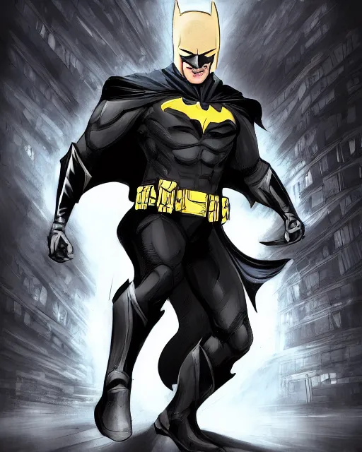 Image similar to ven as batman, with the powers of flash, dynamic lighting, fantasy concept art, trending on art station, stunning visuals, creative, cinematic, ultra detailed, comic strip style