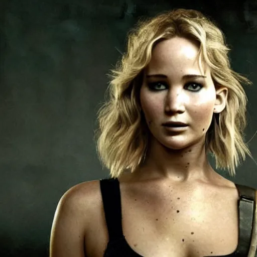 Prompt: !dream promo shot of Jennifer Lawrence in a remake of GI Jane (2029)