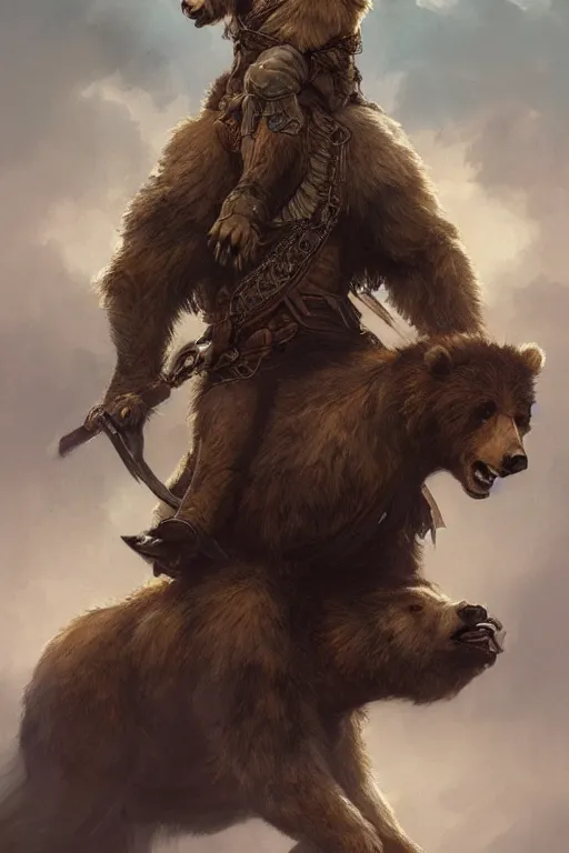 Prompt: Portrait of Putin riding a bear, D&D, face, dark fantasy, intricate, elegant, highly detailed, digital painting, artstation, concept art, smooth, sharp focus, illustration, art by artgerm and greg rutkowski and alphonse mucha