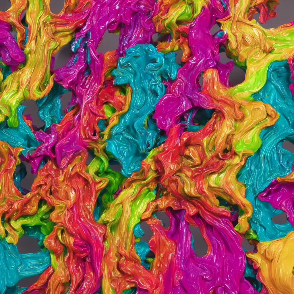 Image similar to painful pleasures by lynda benglis, octane render, colorful, 4 k, 8 k