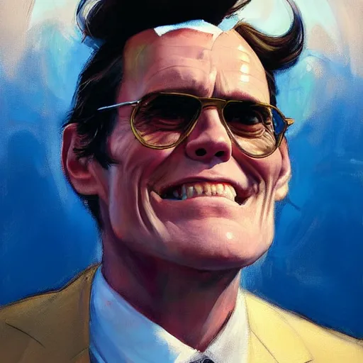 Image similar to greg manchess portrait painting of jim carrey as doctor eggman, medium shot, asymmetrical, profile picture, organic painting, sunny day, matte painting, bold shapes, hard edges, street art, trending on artstation, by huang guangjian and gil elvgren and sachin teng