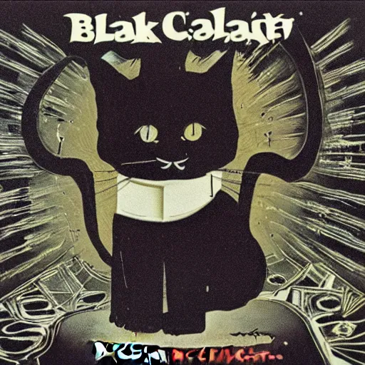 Image similar to album cover for an album called'the black cat ', 1 9 9 0