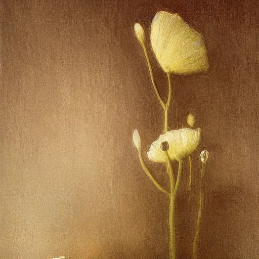 Image similar to The painting is a beautiful and haunting work of art of a series of images that capture the delicate beauty of a flower in the process of decaying. The colors are muted and the overall effect is one of great sadness. golden hour by Arthur Dove, by Jules Bastien-Lepage 3d render, vfx