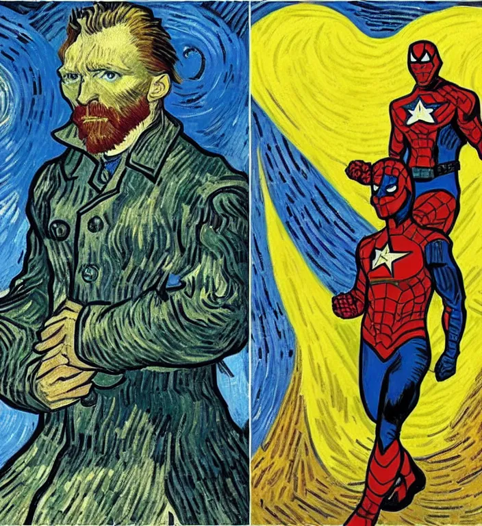 Image similar to vincent van gogh as a marvel superhero