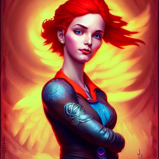 Prompt: Lofi magicpunk portrait triss merigold with a phoenix, Pixar style by Tristan Eaton Stanley Artgerm and Tom Bagshaw