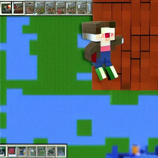 Image similar to ponyo as a player in minecraft