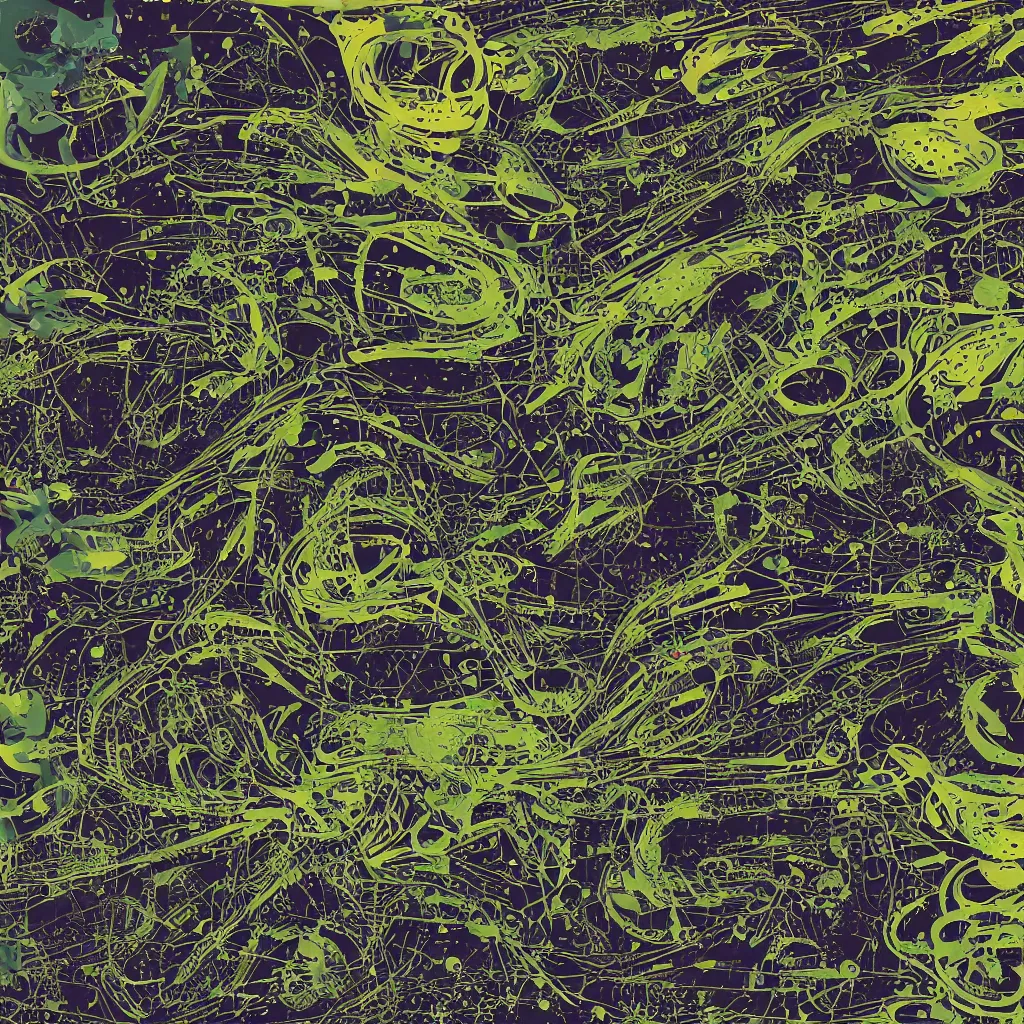 Image similar to toads, big toad, mechanical, technical, abstract, acrylic, oil, circuit board, computers, vektroid album cover, vectors, drips, dimensions, breakcore, leaks, glitches, frogs, amphibians, geometry, data, datamosh, motherboard, code, y 2 k, painting, dark, old web, cyber