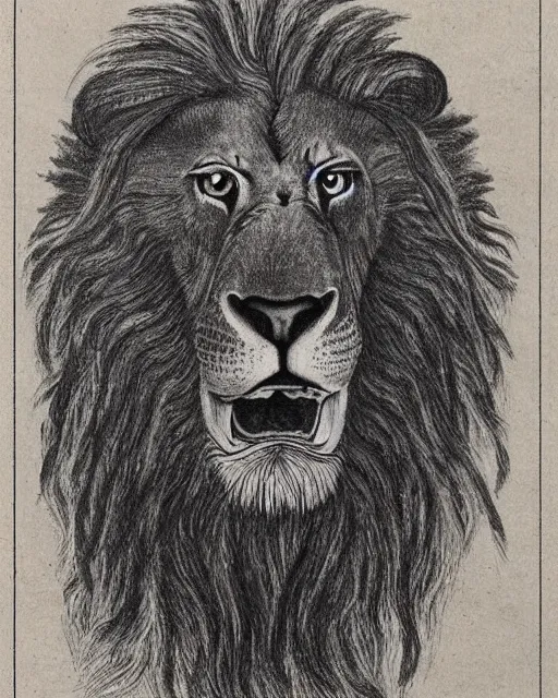 Image similar to mix of face of an eagle, face of an lion, face of an ox, face of an human, in one creature. drawn by da vinci