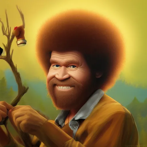 Image similar to Bob Ross is Donkey, hyperdetailed, artstation, cgsociety, 8k