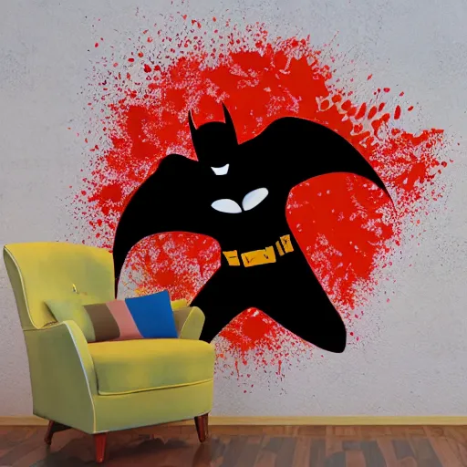 Image similar to die cut sticker of batman breakdancing splatter paint