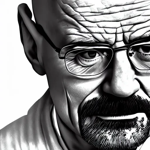 Prompt: Walter White with bussin haircut, face shot, portrait, detailed face, close-up, realistic, lifelike, cinematic, studio lighting,
