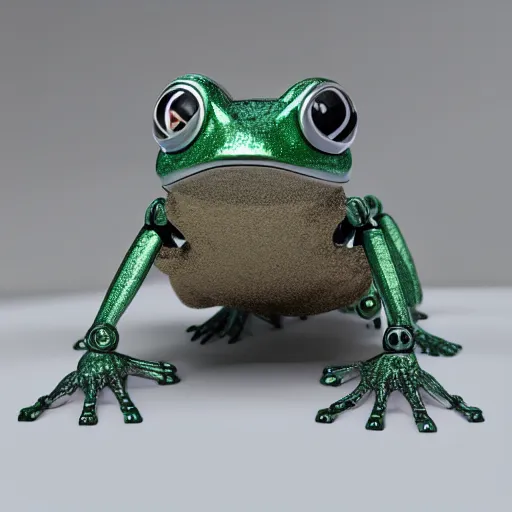 Prompt: a robot frog on a table, octane render, 3D, extremely detailed, accurate