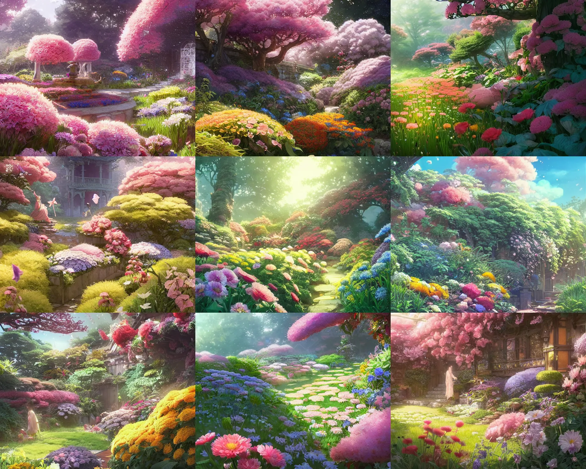 Prompt: garden in bloom full of pollen, spring season, colorful, magnificent, close up, details, sharp focus, elegant, highly detailed, illustration, by Jordan Grimmer and greg rutkowski and PiNe(パイネ) and 薯子Imoko and 香川悠作 and wlop and maya takamura, intricate, beautiful, Trending artstation, pixiv, digital Art