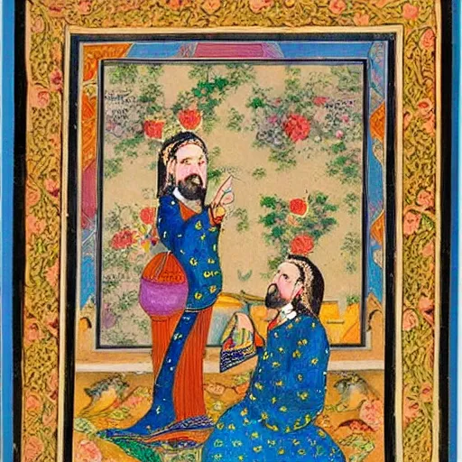 Image similar to a persian miniature painting by aqa mirak