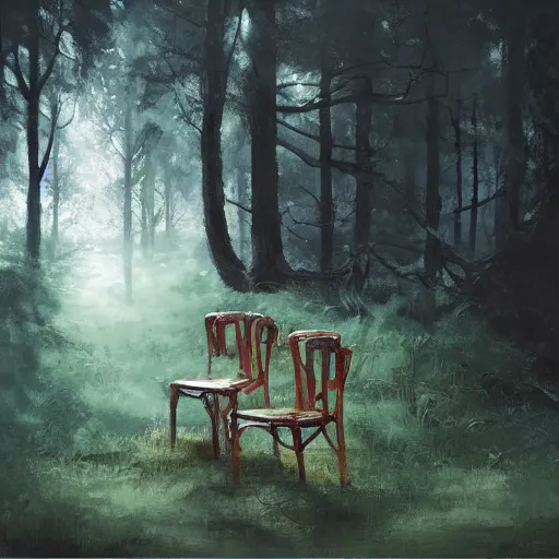 Prompt: chair in the forest wenjun lin ue 5