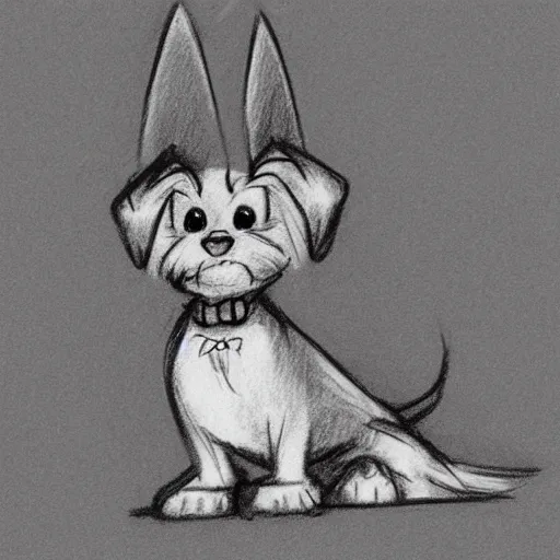 Prompt: milt kahl pencil sketch of happy mini schnauzer