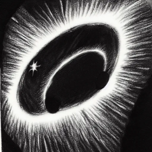 Prompt: a black hole explosion event, pencil painting