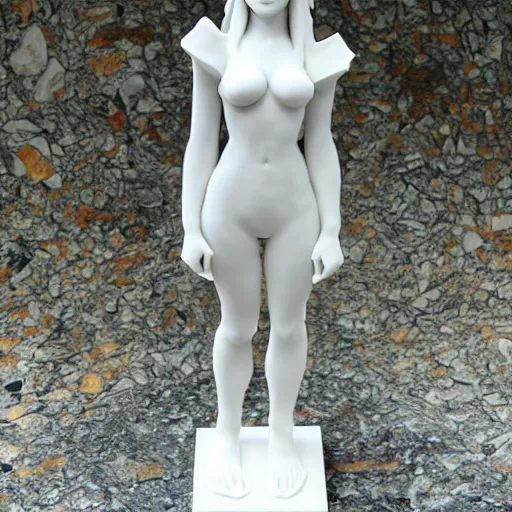 Prompt: Asuka Langley white marble sculpture