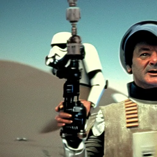 Image similar to bill murray in star wars, movie still, promotional shot