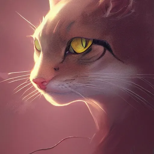 Image similar to Stunning and Detailed Cat head with the long visual body of an extremely long snake by Greg Rutkowski, artstation