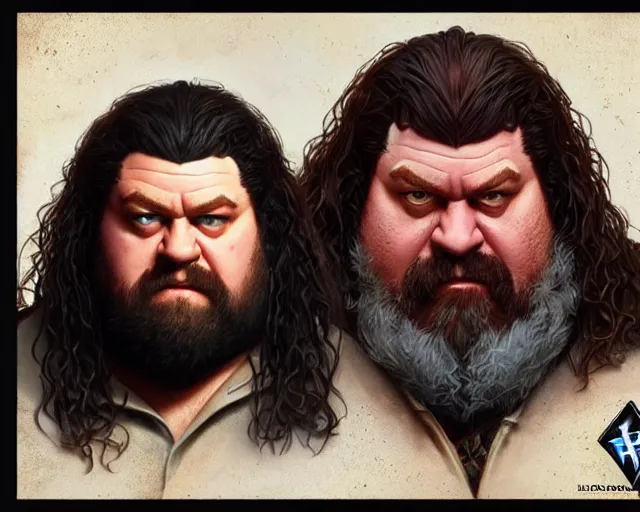 Image similar to hagrid as a wwf hasbro wrestling figure, deep focus, d & d, fantasy, intricate, elegant, highly detailed, digital painting, artstation, concept art, matte, sharp focus, illustration, hearthstone, art by artgerm and greg rutkowski and alphonse mucha