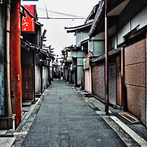 Image similar to japanese city back alleys by robert hubert