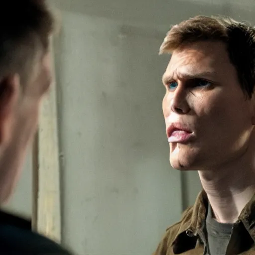 Image similar to Live Action Still of Jerma985 in A Hard Day's Night (Film), real life, hyperrealistic, ultra realistic, realistic, highly detailed, epic, HD quality, 8k resolution, body and headshot, film still