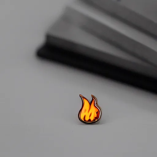 Image similar to a photo of a retro 8 0 s minimalistic clean fire flame warning enamel pin, studio lighting, behance