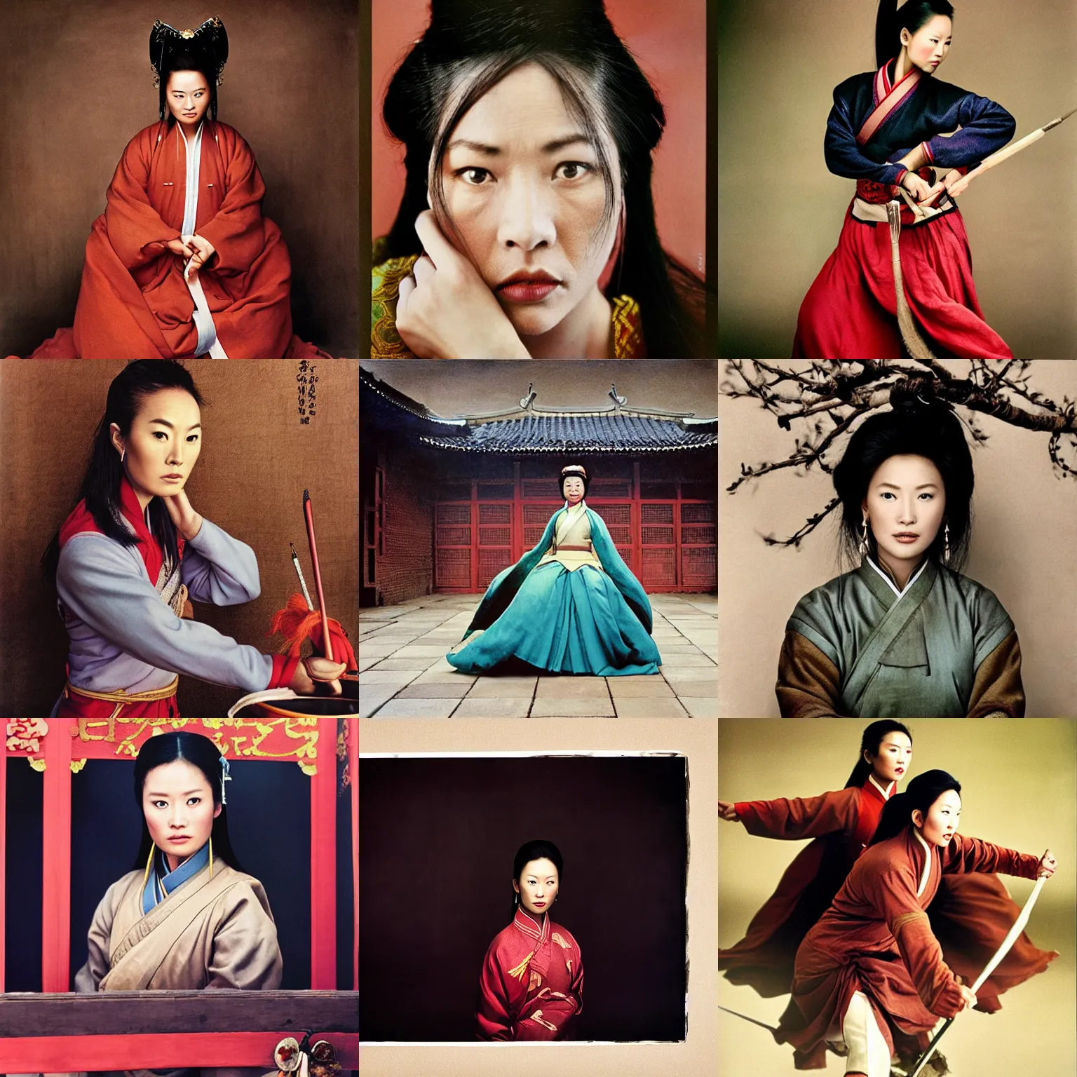 Prompt: Hua Mulan, photography by Annie Leibovitz