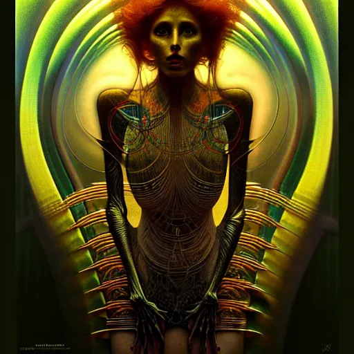 Image similar to extremely psychedelic beautiful brutalist organisms infected by night. intricate, elegant, highly detailed, extremely lifelike photorealistic digital painting, artstation. steichen, gaston bussiere, tom bagshaw, brutalist cyberpunk alphonse mucha. elegant minimalism. anatomically correct. sharp focus. gold with white accents. surreal lush cosmic hallucination