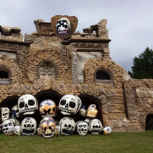 Prompt: emoji skull jigzaw skelet park theme fairy death ruins lord demon