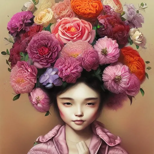 Image similar to a bouquet of petals, vivid, detailed painting, by Ross Tran, Mark Ryden, WLOP, artgerm and James Jean, masterpiece, award winning painting