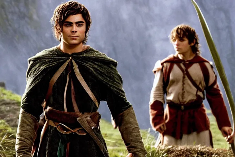 Prompt: zac efron in lord of the rings