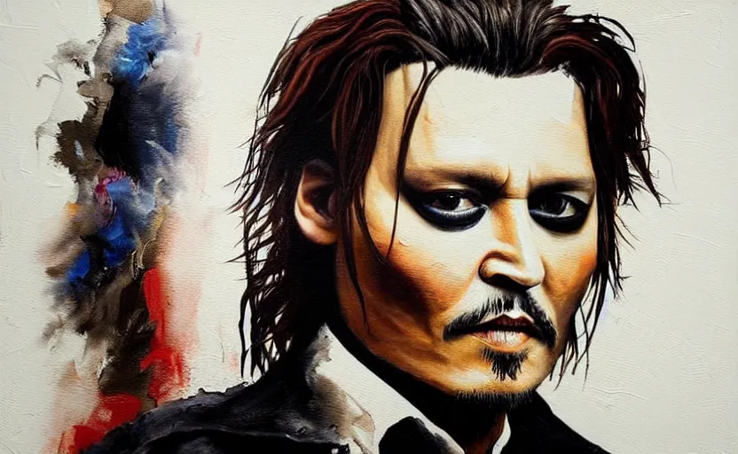 Prompt: a painting of johnny depp made of food trending on artstation in the style of greg rutkowski