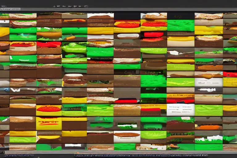 Prompt: hamburger themed gnu / linux desktop environment, linux mint, in 1 9 9 5, y 2 k, desktop screenshot