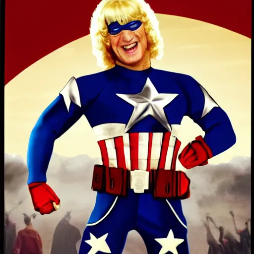 Image similar to Film Poster of Jimmy Saville as Captain America